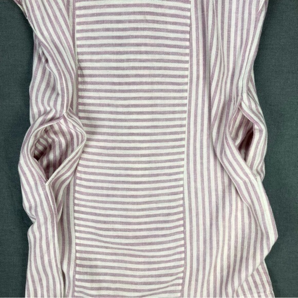Madewell Linen Shirt Dress Womens Size Small Pink White Stripe Button Back Mini - Picture 6 of 15